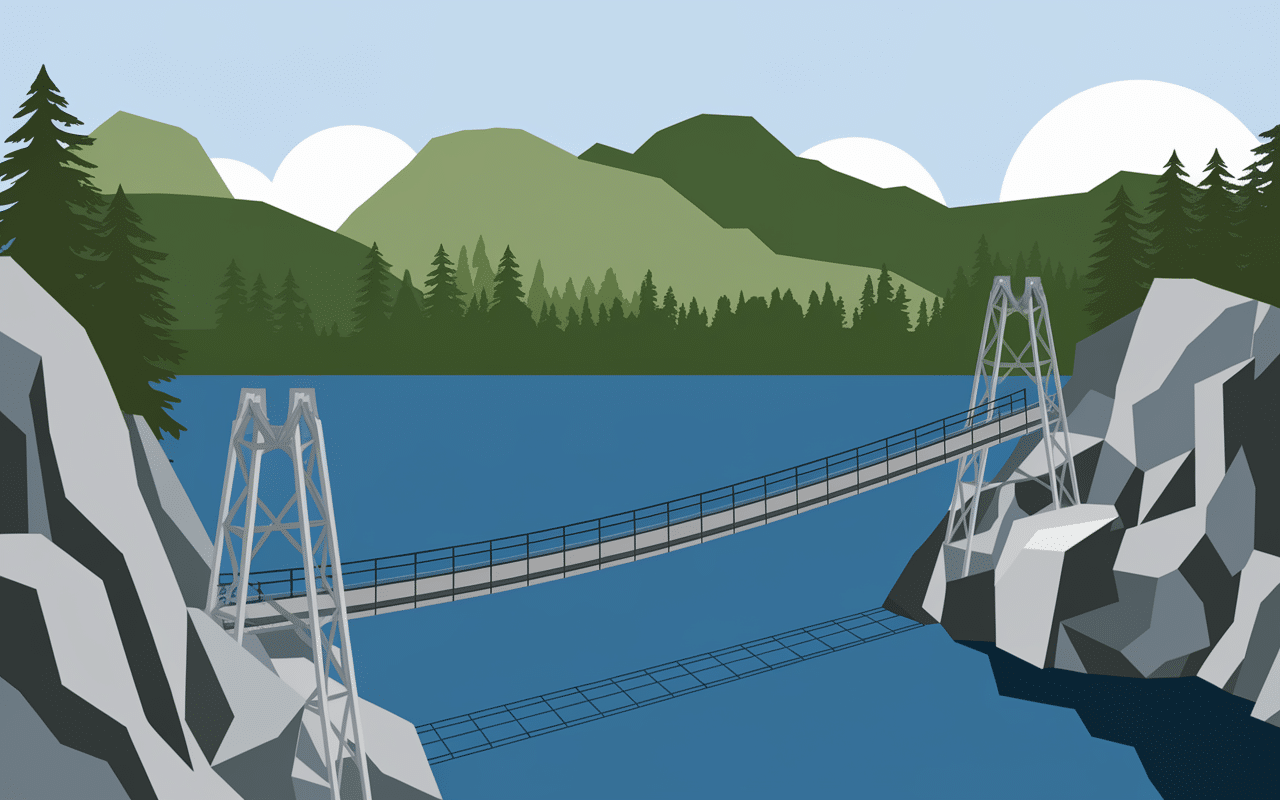 Paroi rocheuse equipee de cables via ferrata Vouglans avec passerelle