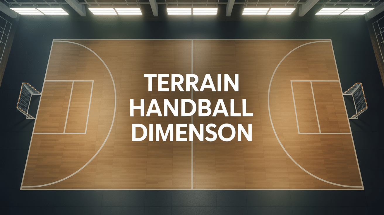 vue aérienne terrain handball dimension marquages blancs parquet