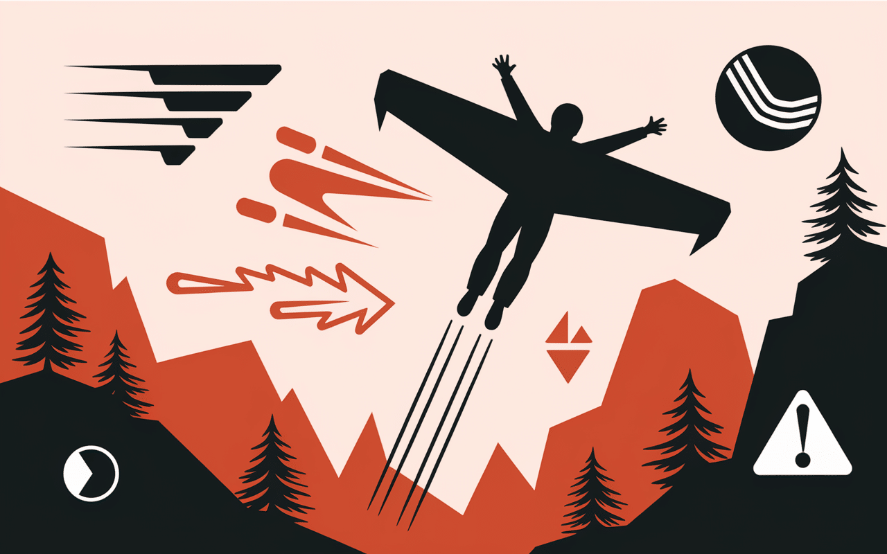 Illustration facteurs risques wingsuit mort pourcentage vitesse proximité roche