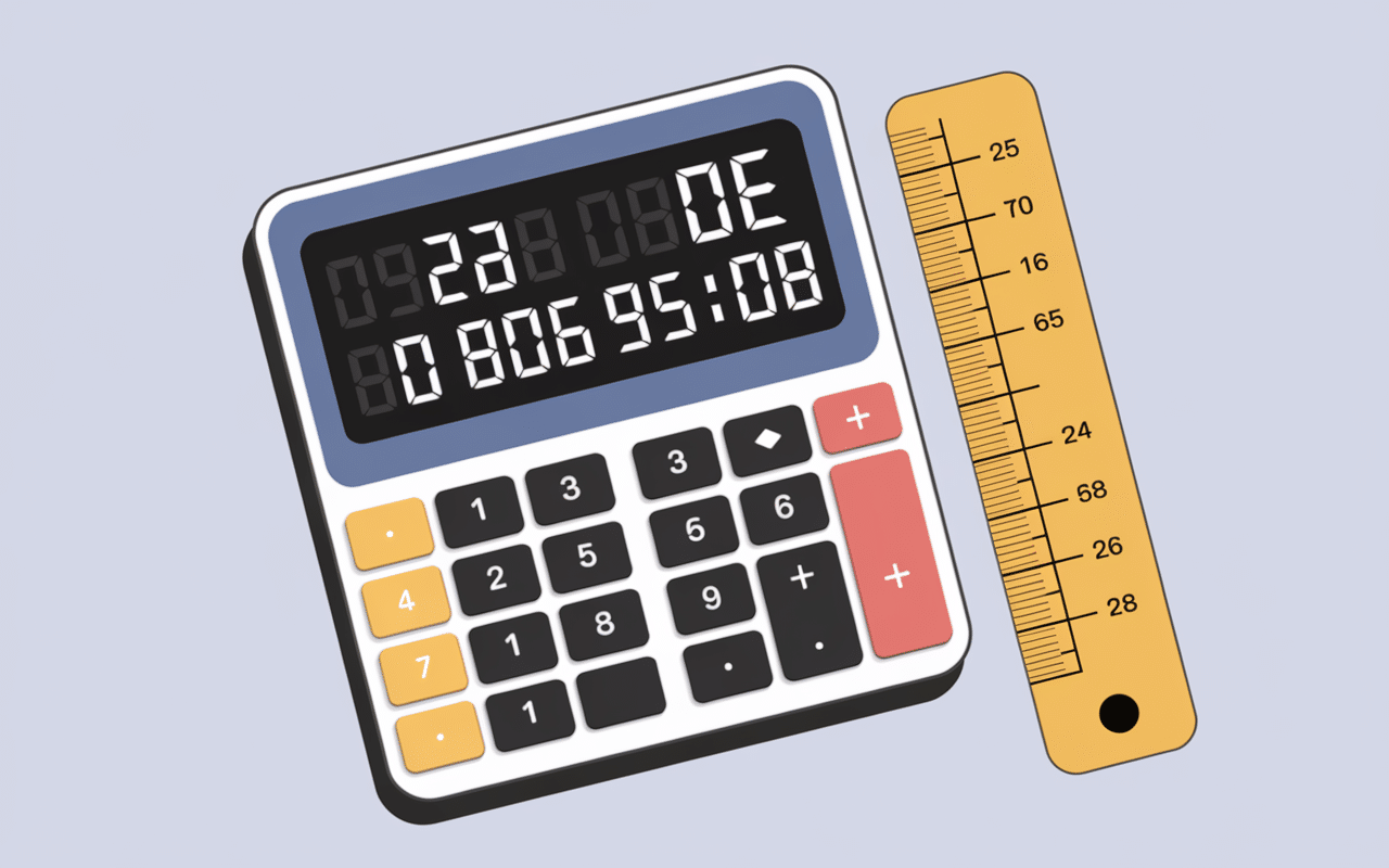 Interface outil conversion pas km avec écran digital et icônes