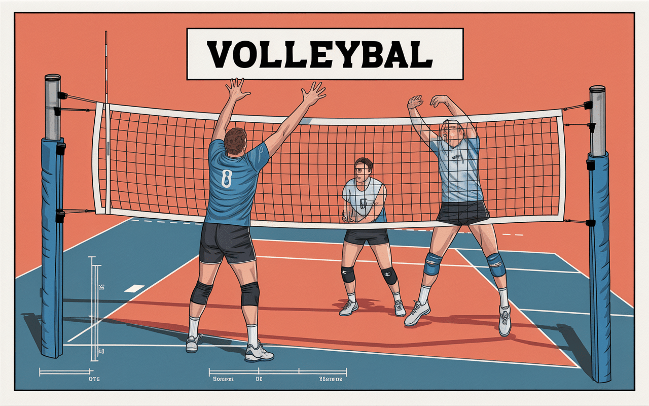 Gros plan filet volley avec mailles et bandes blanches