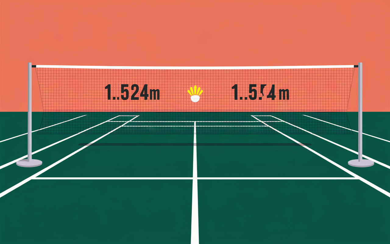 Vue latérale hauteur filet badminton