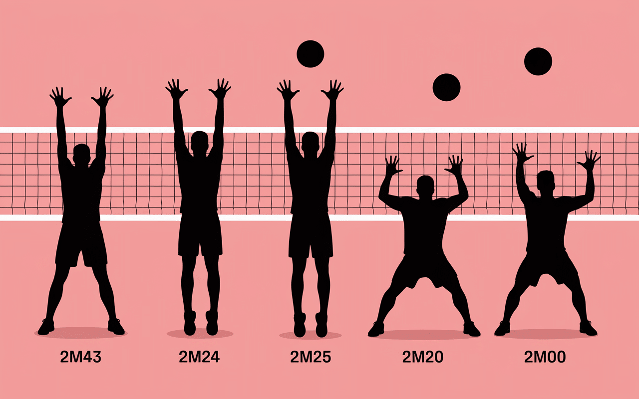 Illustration hauteurs filets volley par catégories