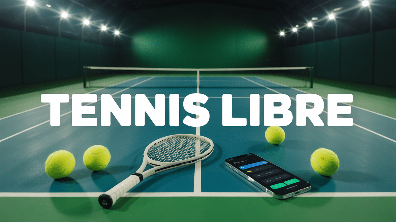 Raquettes et balles de tennis sur court avec smartphone