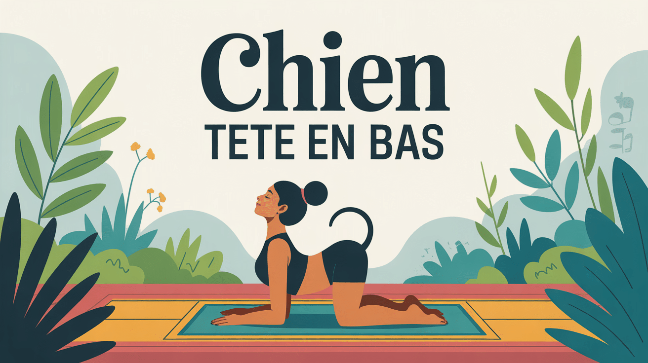 chien tete en bas yoga illustration posture sur tapis