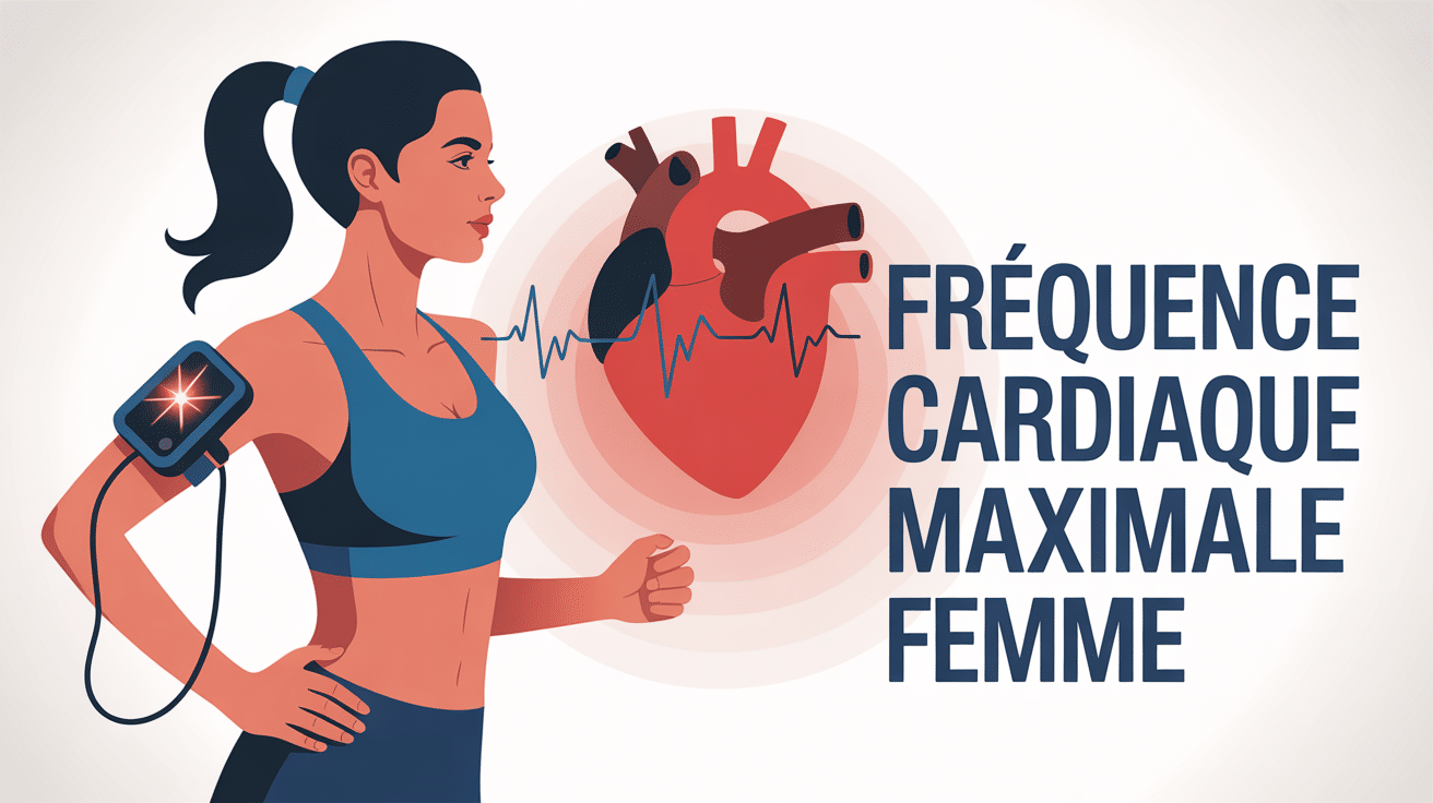 frequence cardiaque max femme silhouette sportive avec moniteur