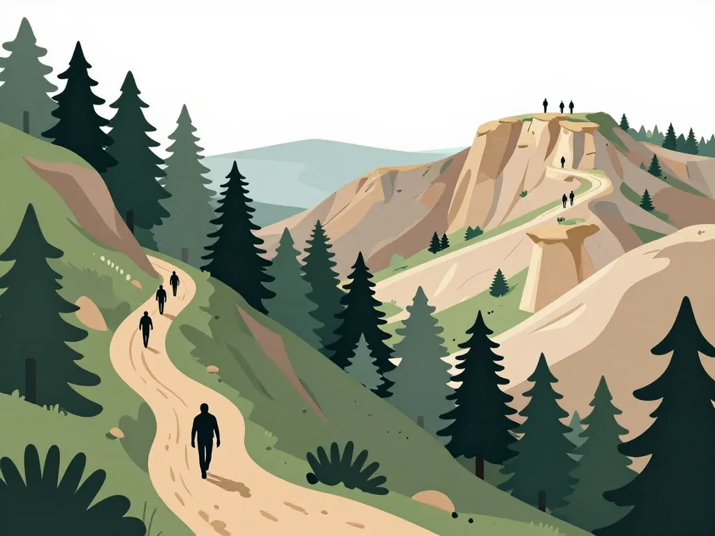 vue large sentier 25 bosses fontainebleau randonneurs sur rochers