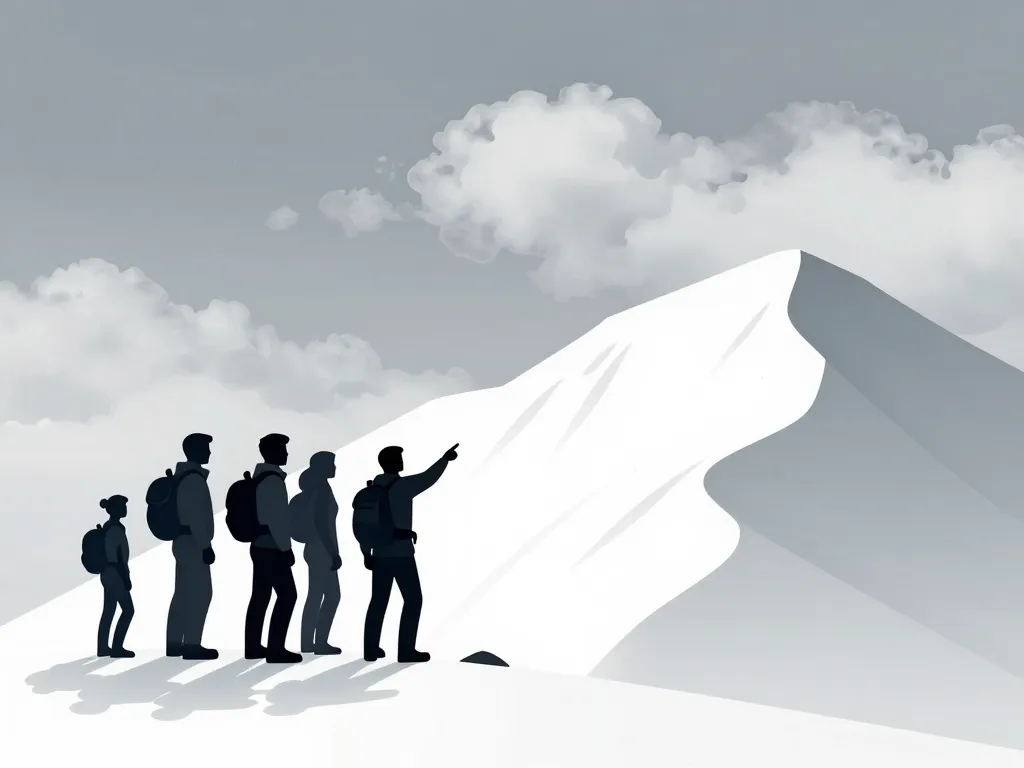 aviso de avalanche, grupo decide rota segura na montanha