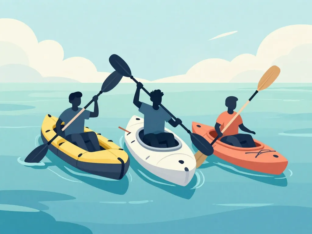 canoe gonflable comparé à kayak et canoe rigide silhouette