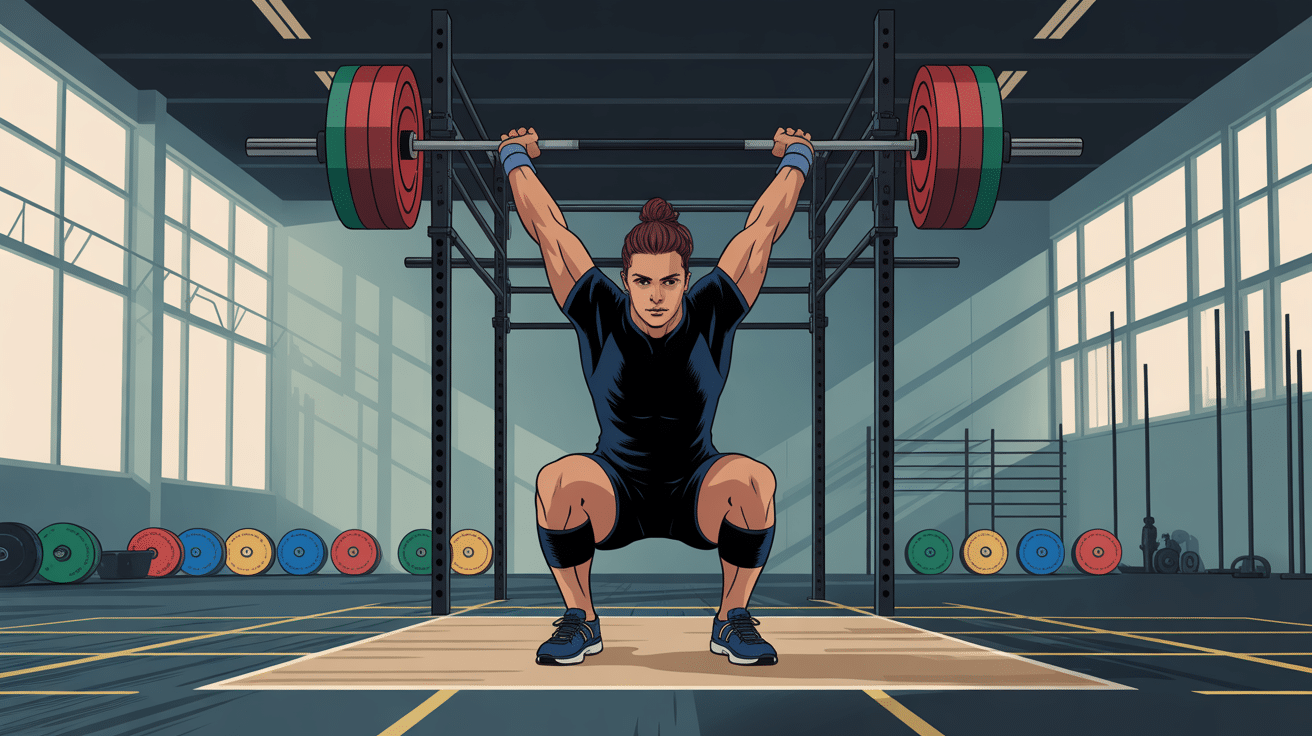 athlète snatch crossfit barre au-dessus tête