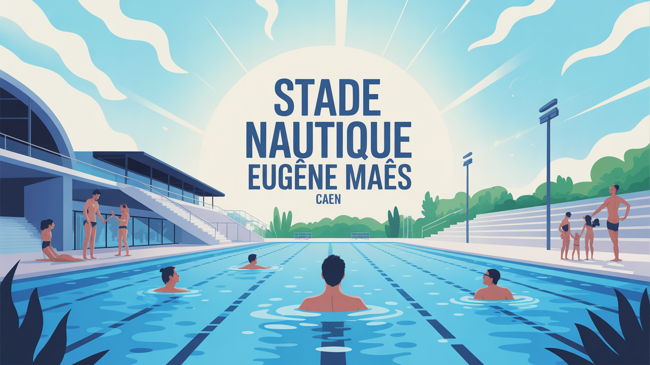 Vue stylisée du stade nautique Eugène Maës à Caen
