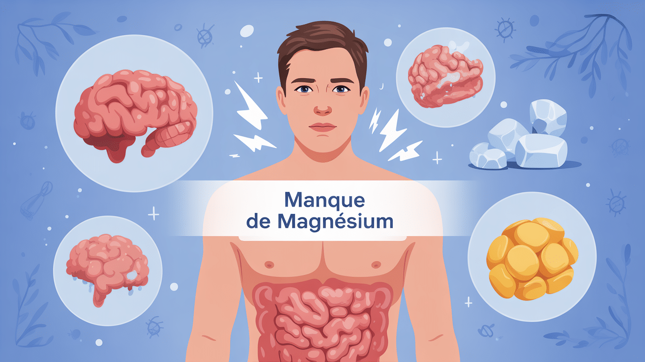 illustration conceptuelle symptome de manque de magnesium