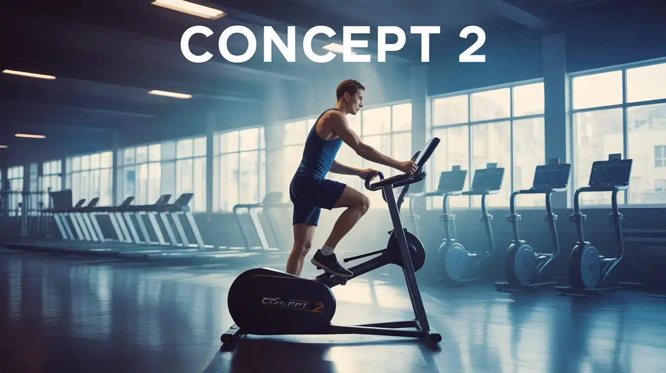 rameur concept 2 moderne avec athlète