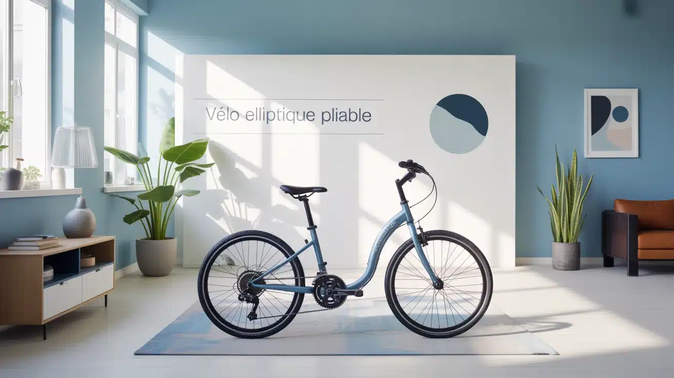 Vélo elliptique pliable design dans salon lumineux