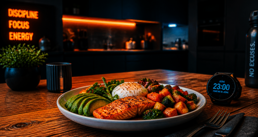 1 repas par jour combien de kilos perdus assiette saumon légumes