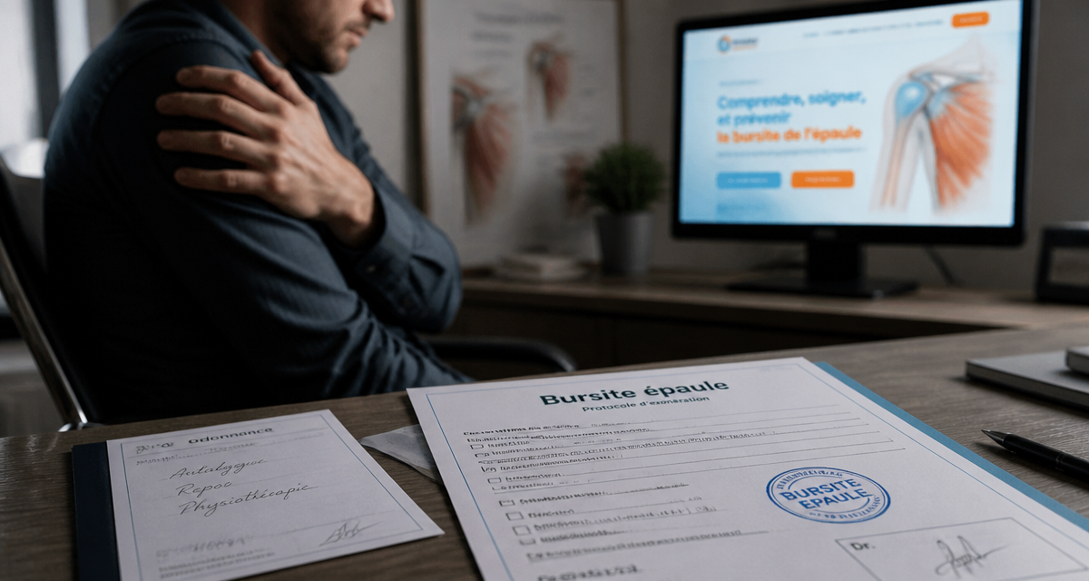 bursite épaule arrêt de travail, homme cabinet médical