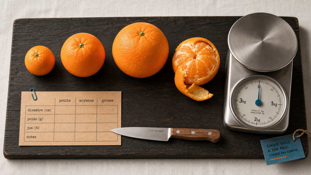 Poids d&rsquo;une orange : calibres, rendement net et repères nutritionnels