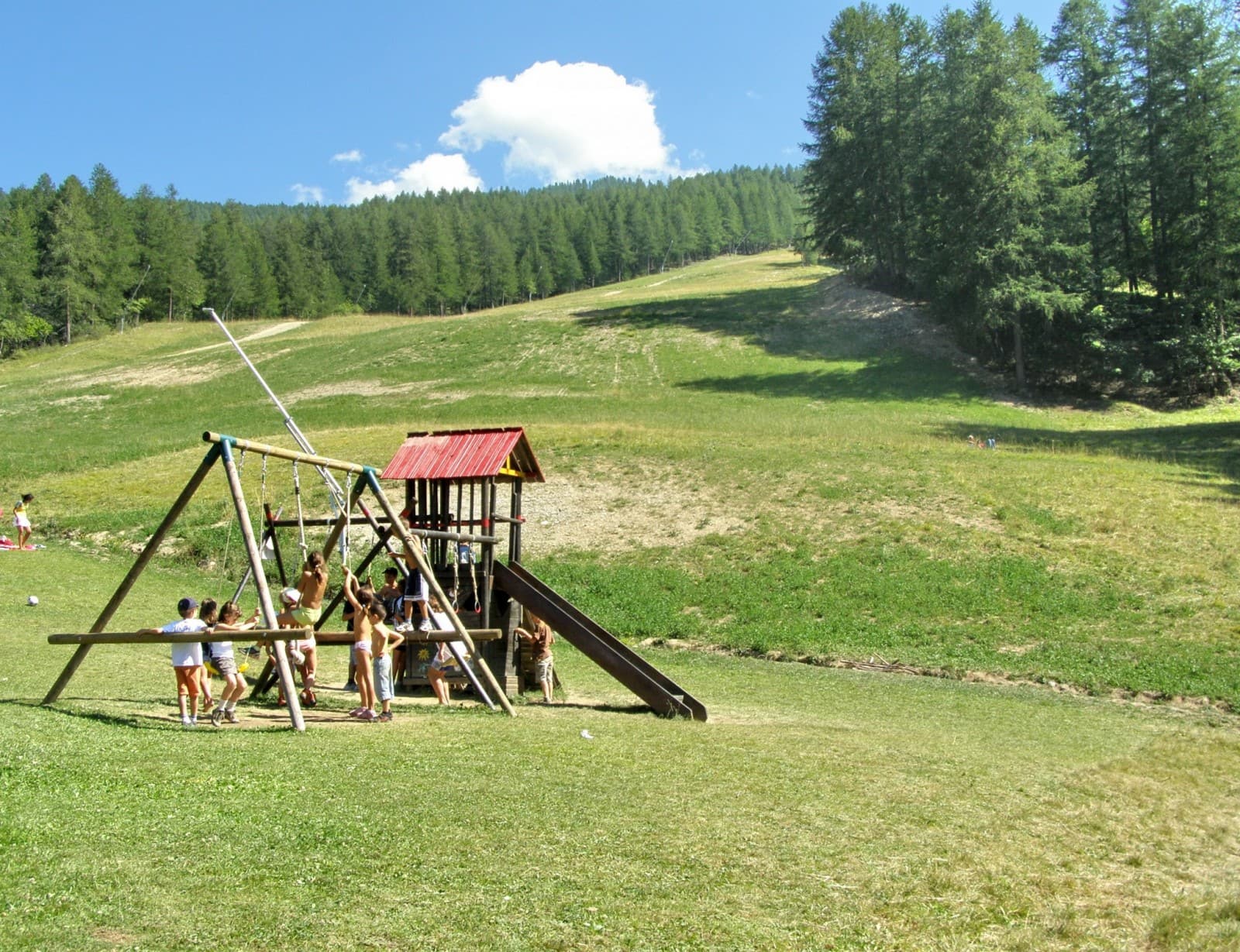 מתקן משחקים כפרי. אטרקציה לילדים