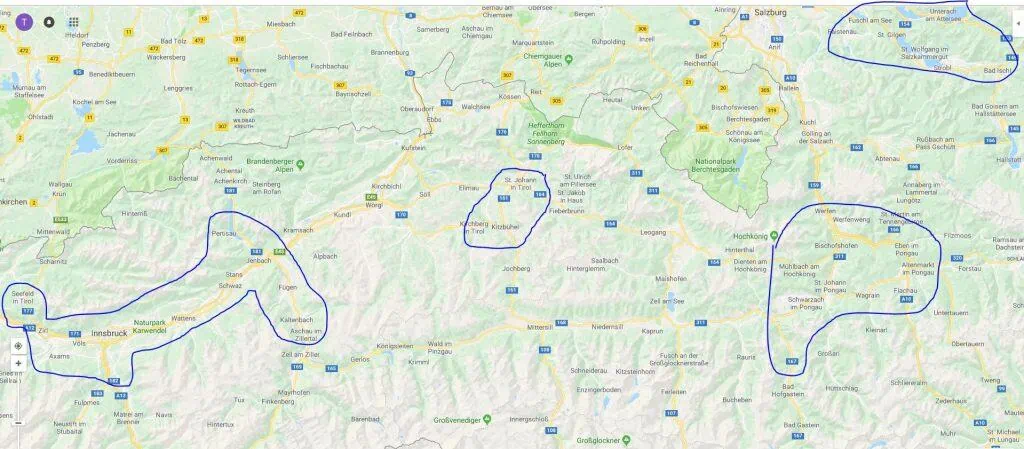 מפת אזורי הלינה המומלצים