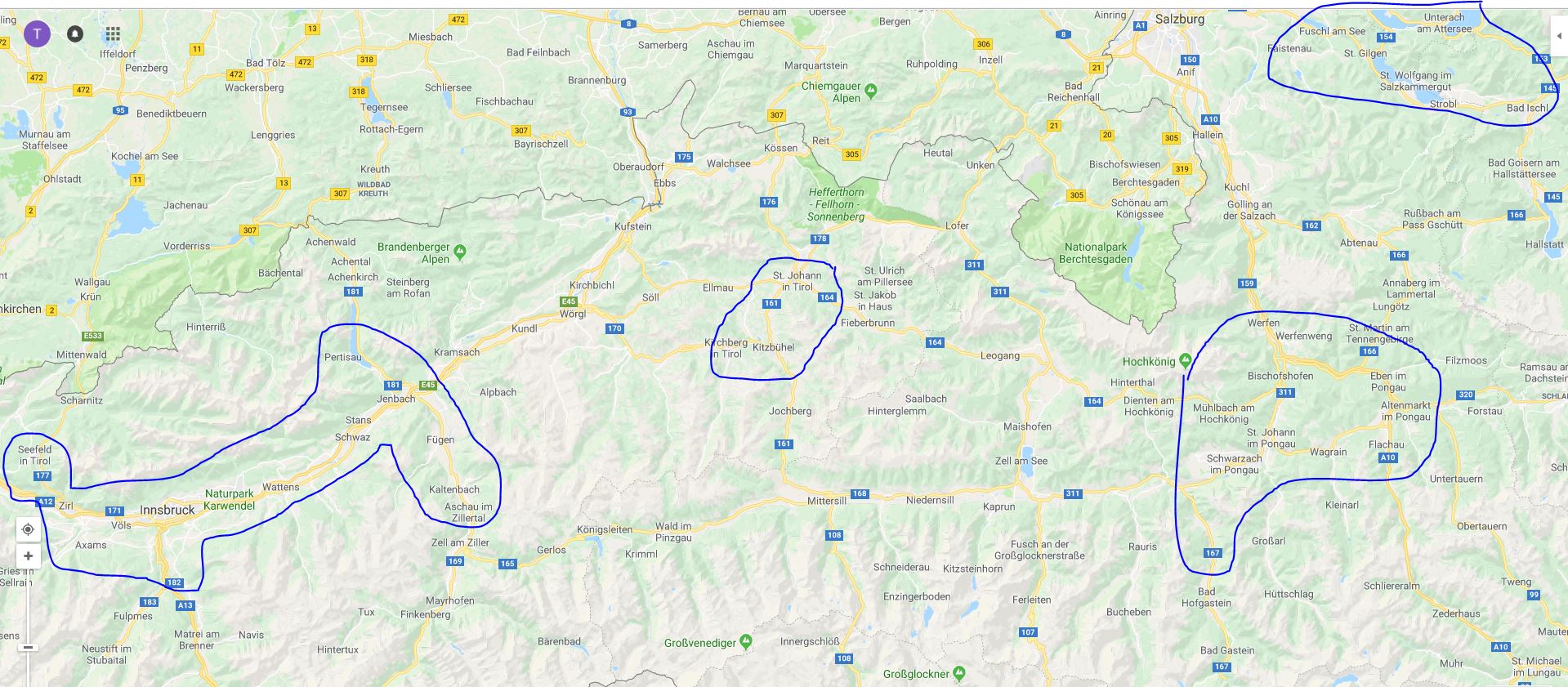 מפת אזורי הלינה המומלצים