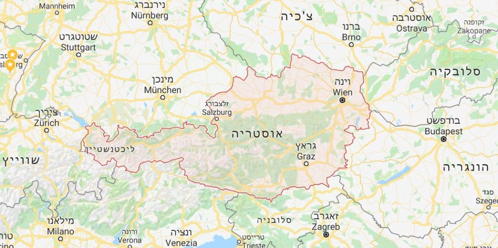 ממפת אוסטריה עם גבולות