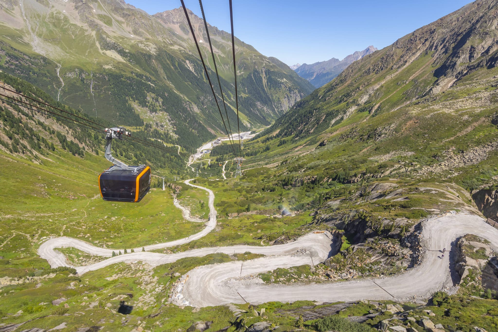 Stubai cable cars to the Top of Tyrol in the Stubai Alps, Austria.