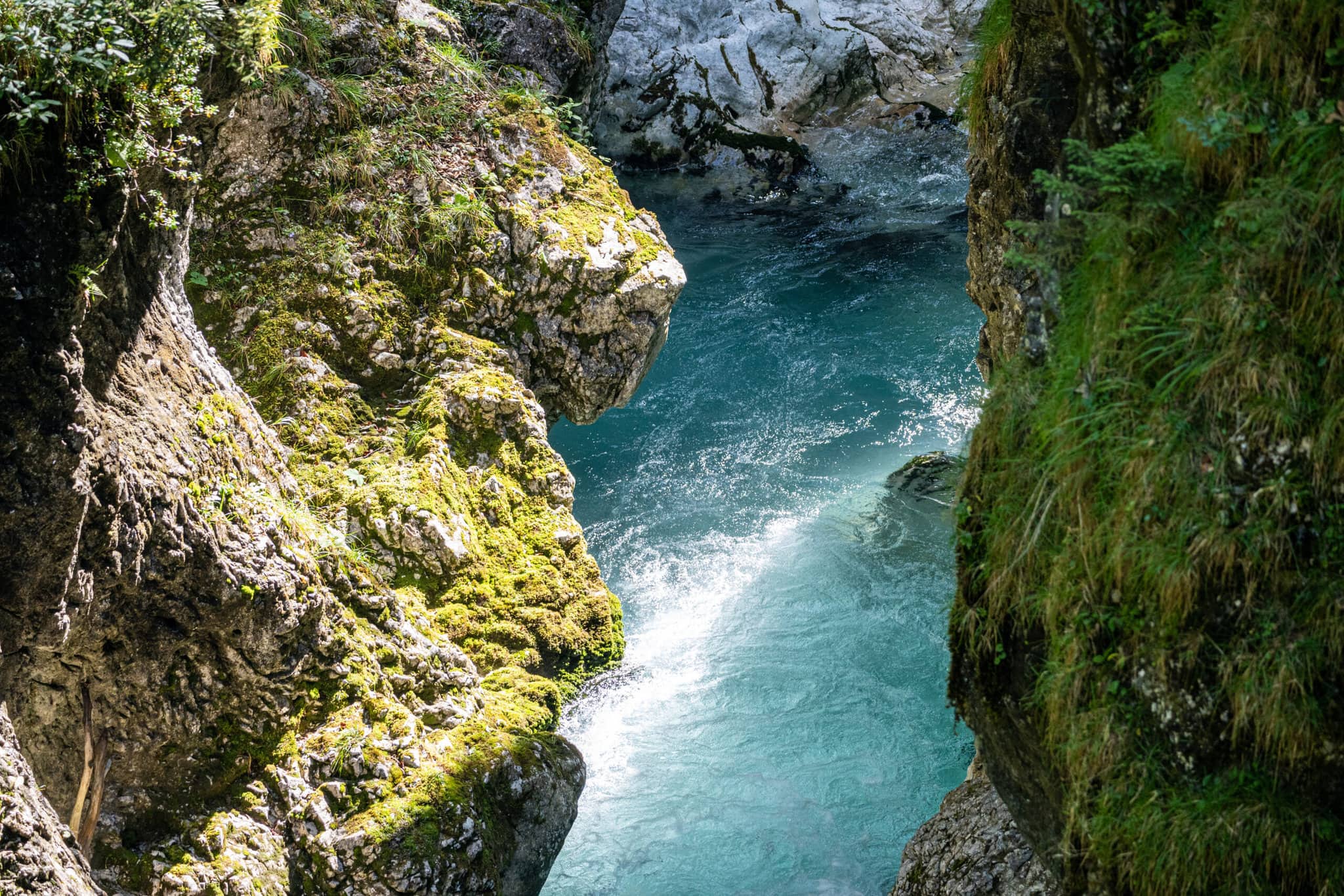 water running down the leutaschklamm (leutash gorge)