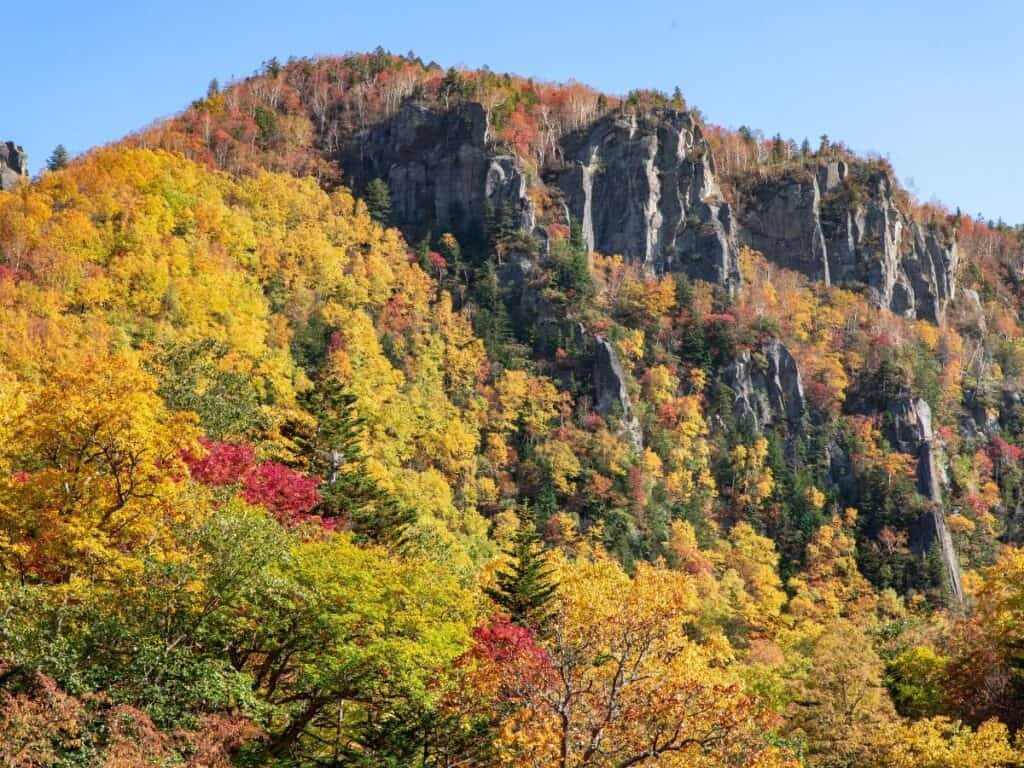 Autumn view in Sounkyo, Hokkaido, Japan
