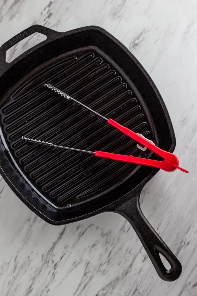 Cast iron pan with grill marks