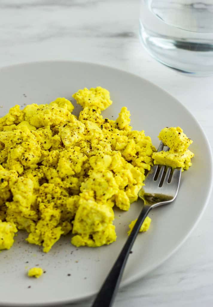 scrambled tofu on the plate