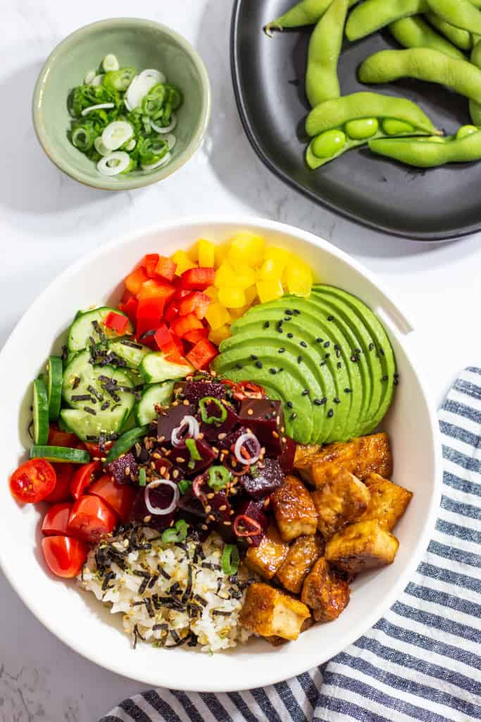 vegan beet poke bowl