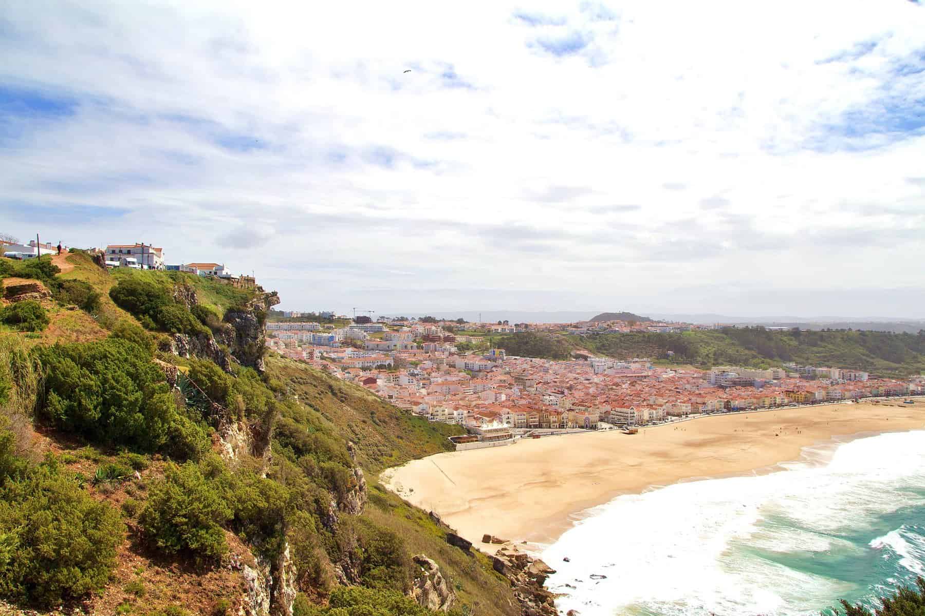nazare-portugal-beach-waves-and-town