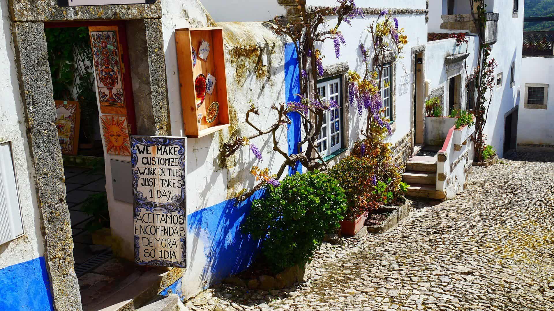 Obidos - Portugal - Street with Flowers