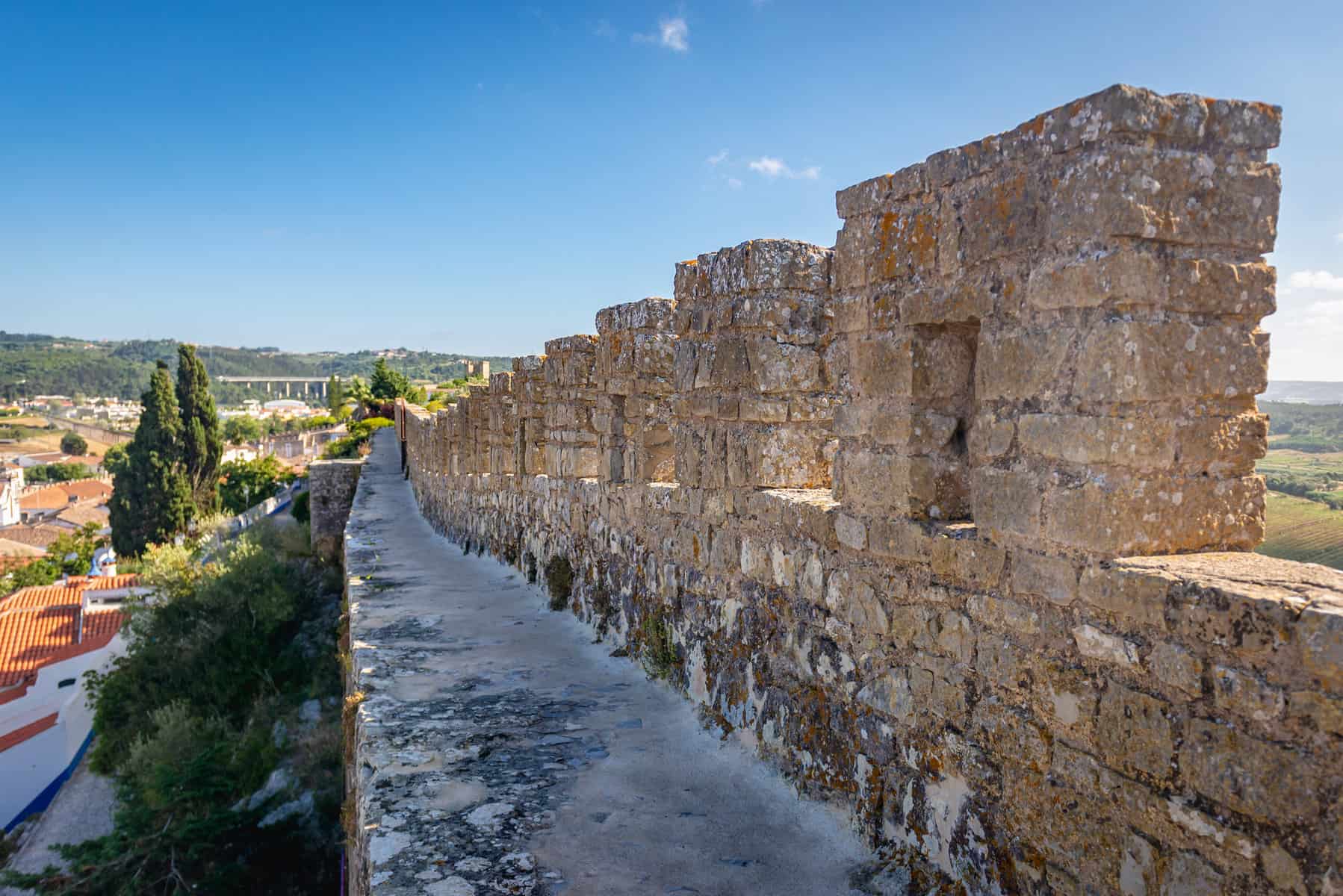 Castle wall in Obidos town, Oeste region, Leiria District of Portugal