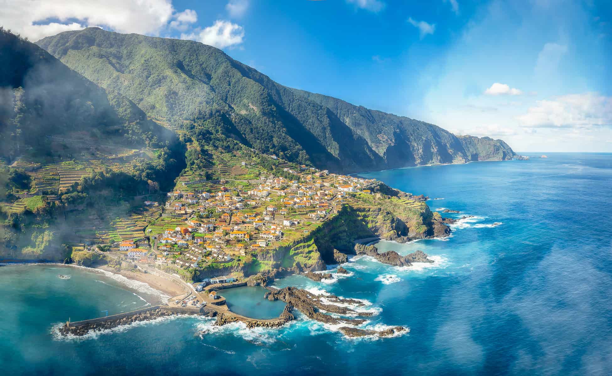 Landscape with Seixal village of north coast, Madeira island, Portugal