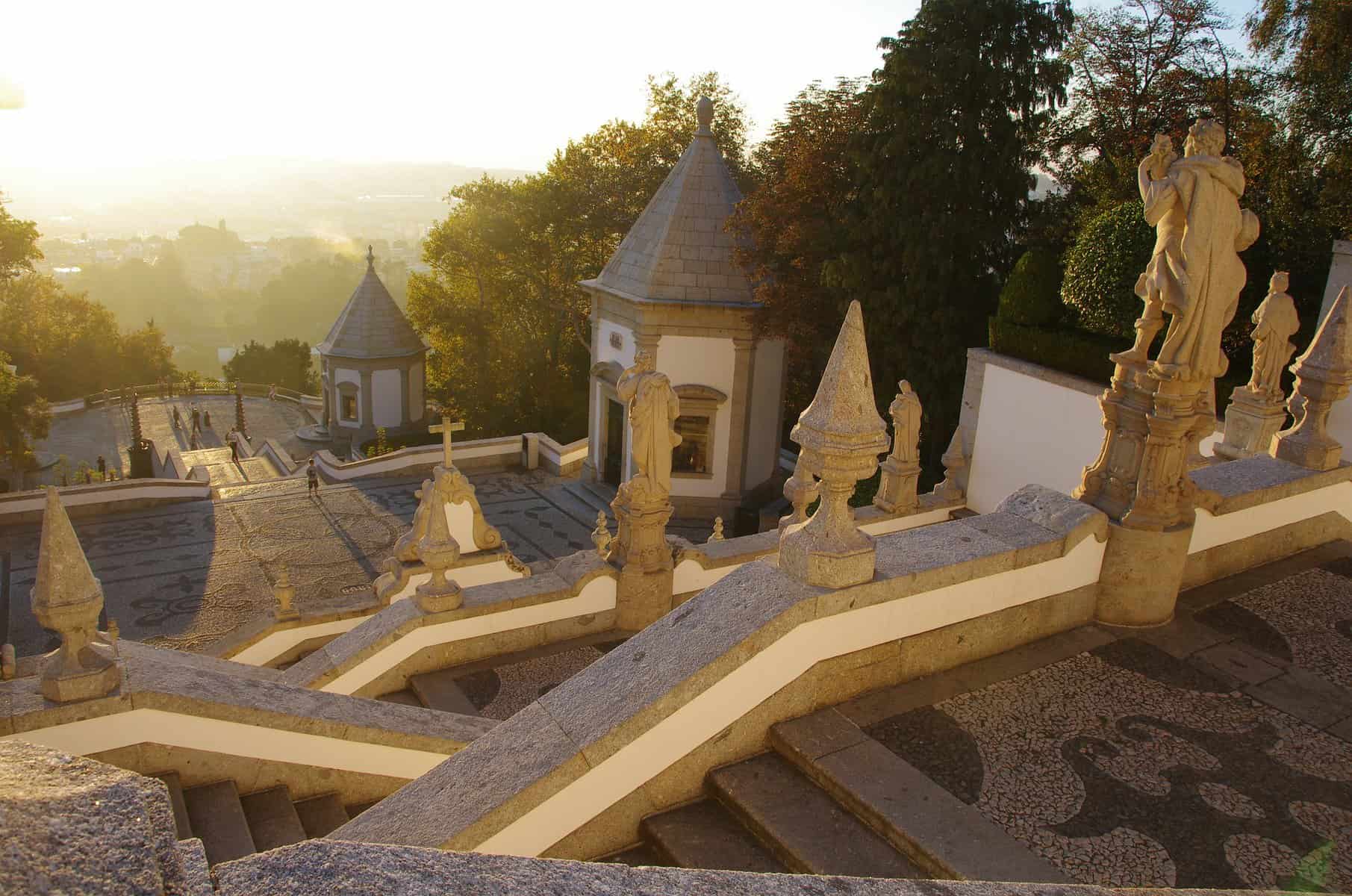 Braga - Portugal - Bom jesus sanctuary FROM TOP DOWN SUNSET