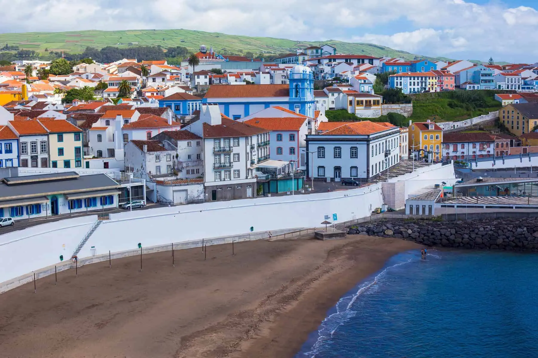Azores-Portugal-terceira-angra-do-heroismo-beach-and-church