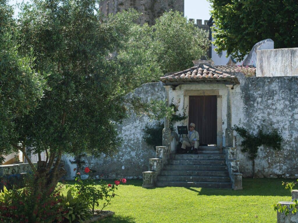 Obidos-Portugal-old-house-and-garden