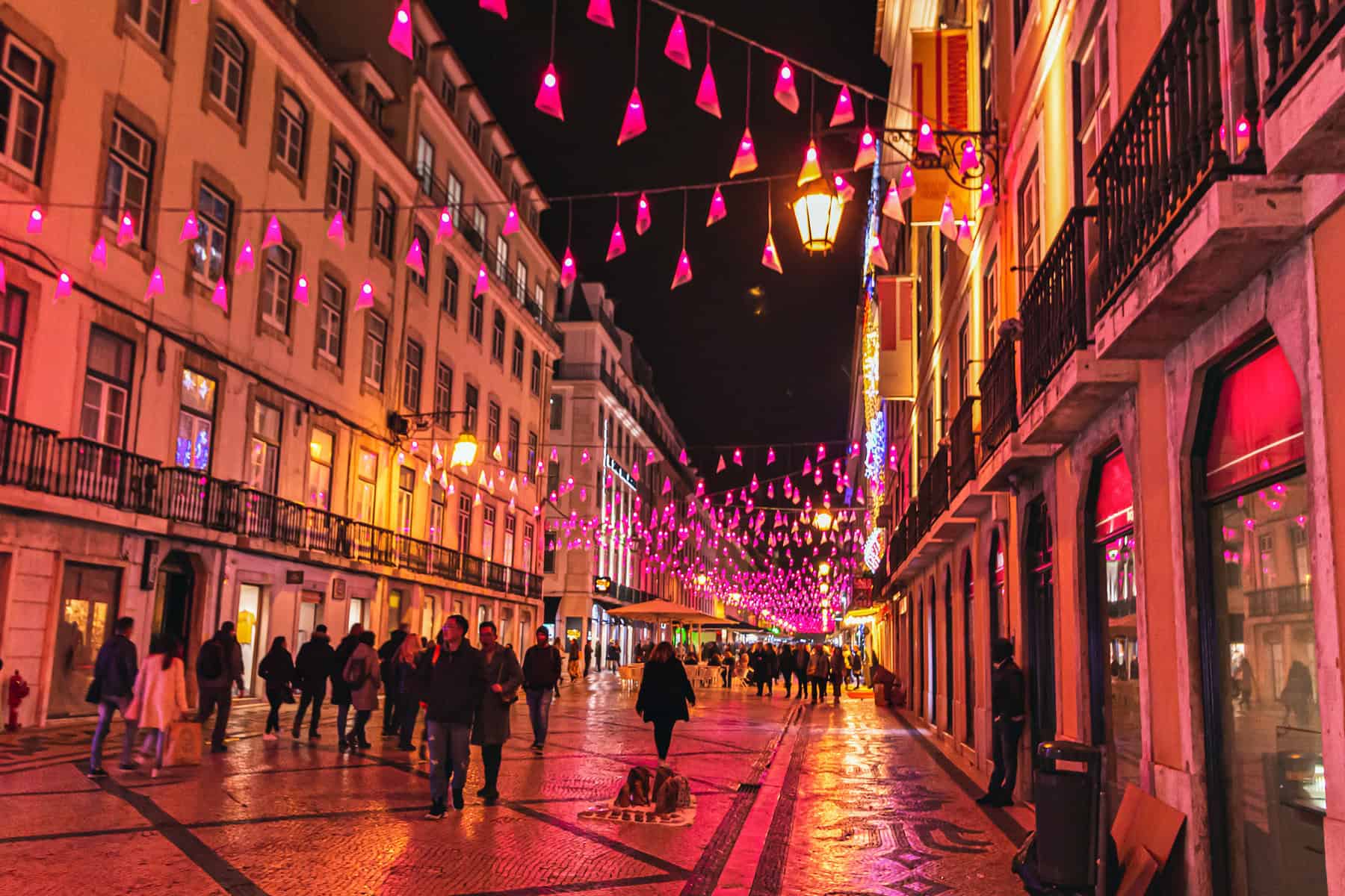 Christmas decorations in Lisbon, street lighting, Portugal