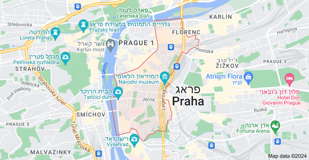 נובו מסטו והעיר החדשה פראג - מפת Google
