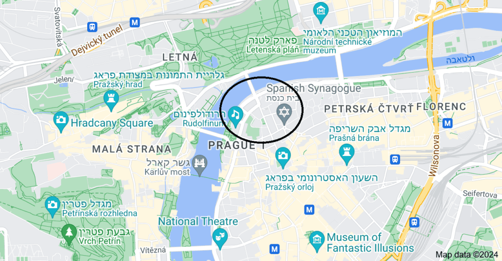 הרובע היהודי בפראג על מפת Google