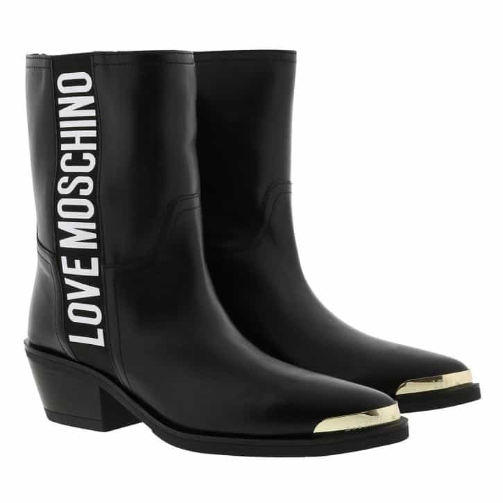 LOVE MOSCHINO - Texano Ankle Boot Vitello Nero – Bild 1