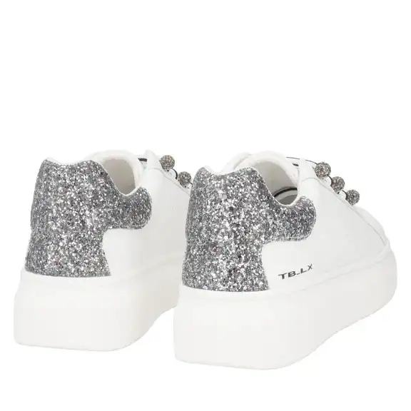 Tosca Blu Sneaker Fenice mit Perlen und Micro-Strass in Weiß-Schwarz – Bild 5