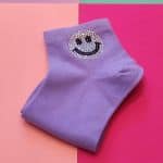 Sneaker Socken Damen Smiley Flieder