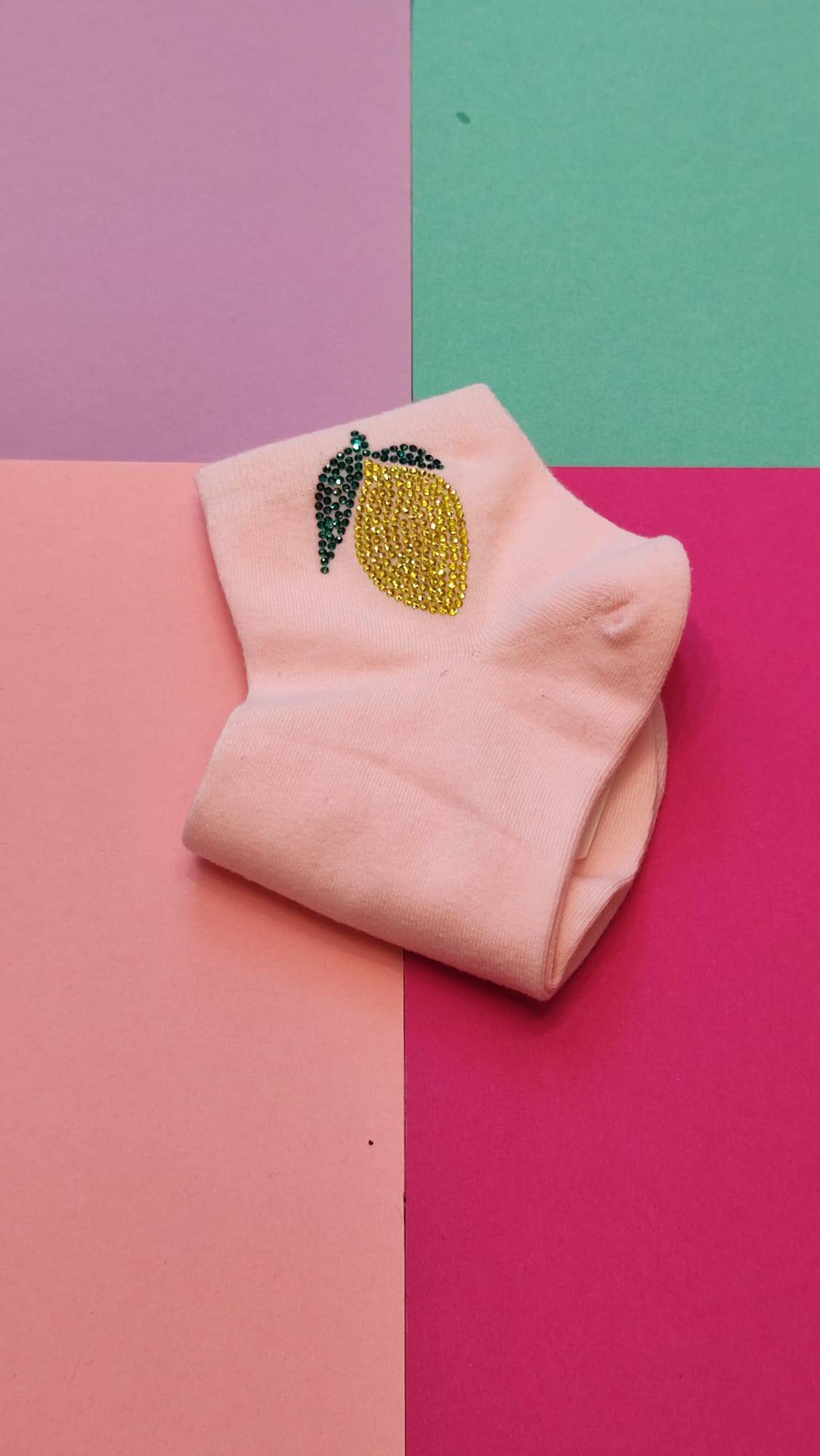 Sneaker Socken Damen Zitrone rosa – Bild 1