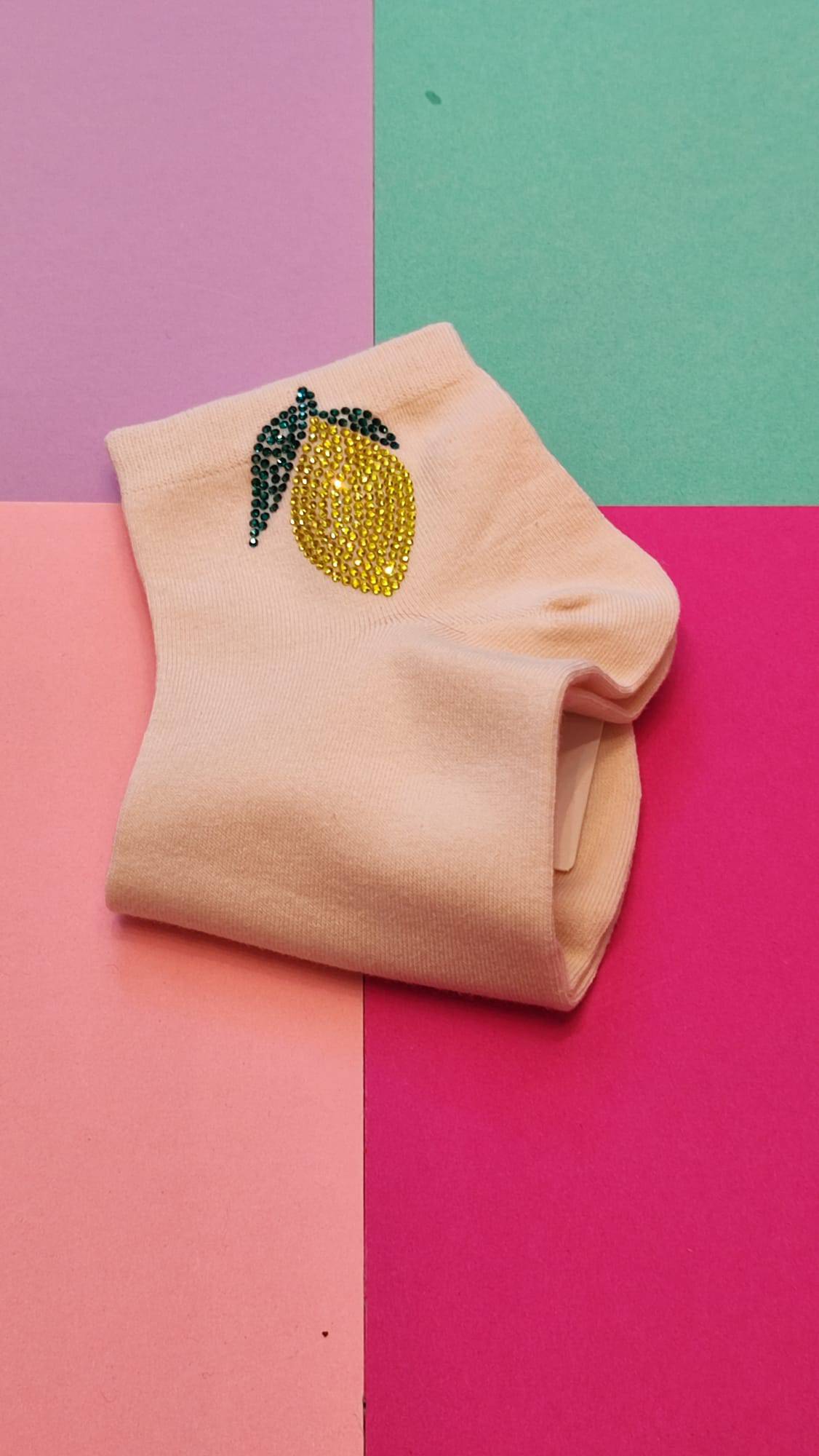 Sneaker Socken Damen Zitrone beige – Bild 1