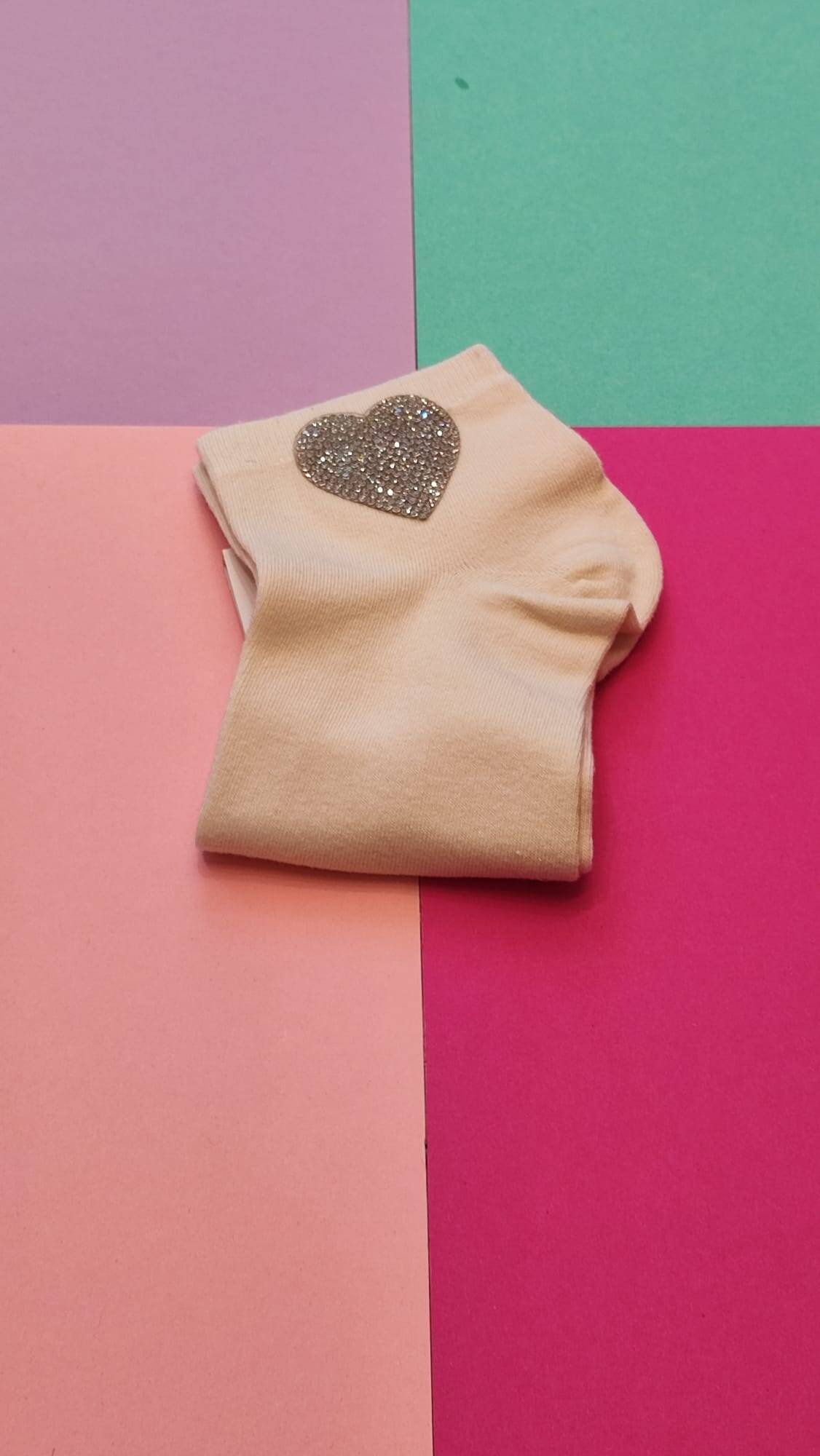 Sneaker Socken Damen Herz Beige – Bild 1