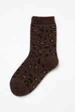 Leopardenmuster-Socken in Dunkelbraun mit Glitzer