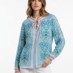 Tunika Bluse Damen – Türkis aus Baumwolle