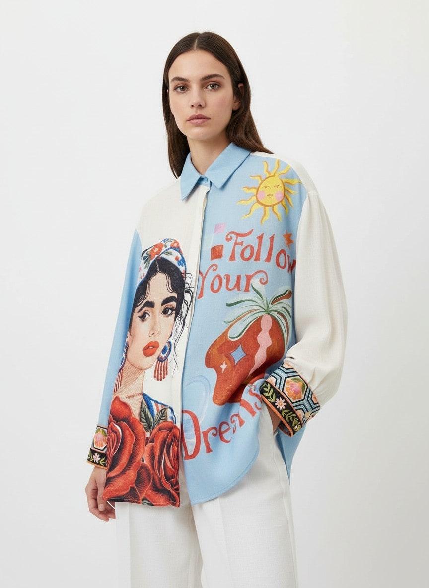 Follow Your Dream Oversize-Bluse für Damen – Einheitsgröße, lässig-eleganter Look – Bild 1